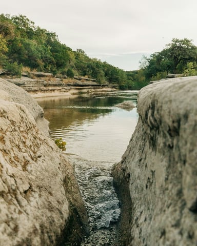 Limestone canyon and river in Texas Hill Country