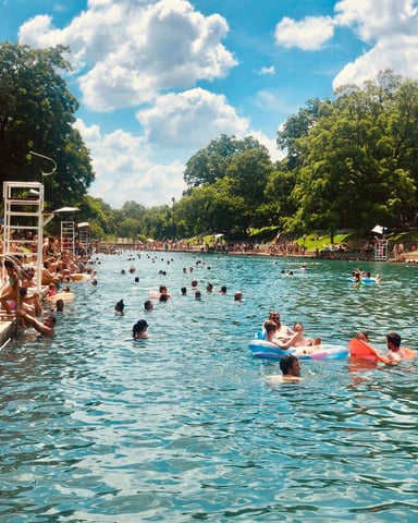 Swimmers at Barton Springs Pool in Zilker Park